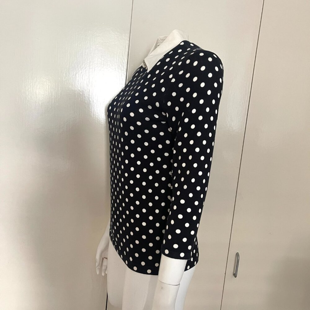 NWOT Ralph Lauren POLKA DOT WHITE COLAR KNIT TOP S - Picture 5 of 13